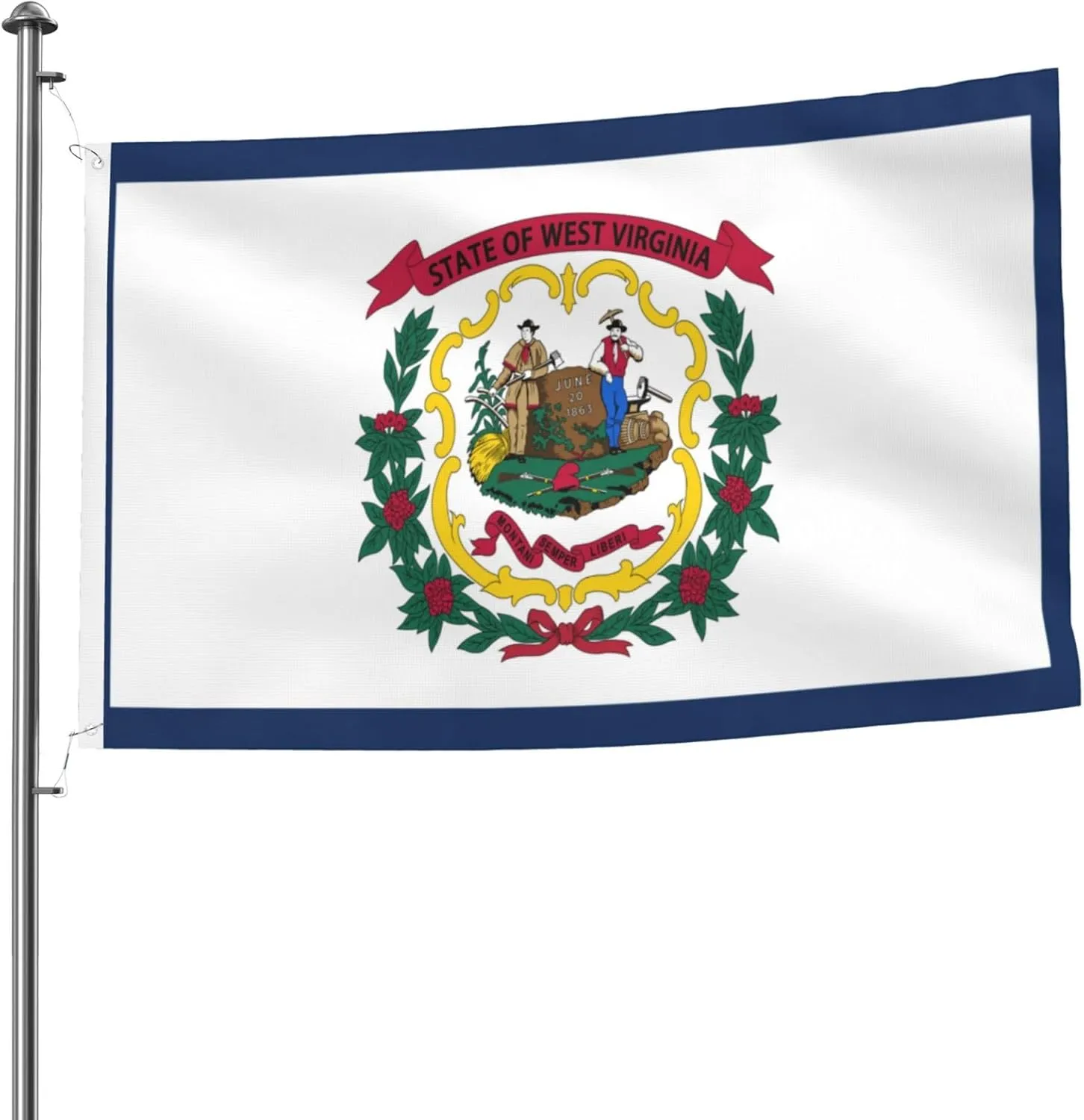 Flag Of West Virginia 5x8 Ft Outdoor Indoor Heavy Duty Nylon Uv Protected Sewn Stripes Vivid Color Double Stitched