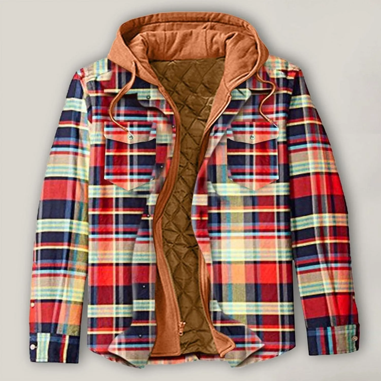 Flannel Jackets for Men Men's Button Down Regular Fit Long Sleeve Plaid Flannel Casual Shirts Men's Cotton Flannel Shirt
