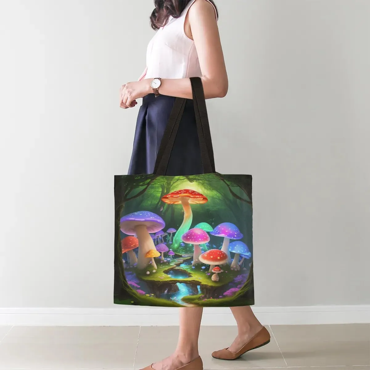 Flowers Tropical Butterflies Canvas Tote Bag for Women Men Stylish Tote Handbag Shoulder Bag Reusable Grocery Bag