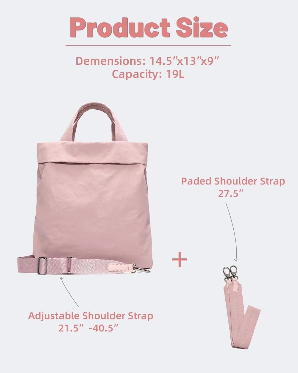 FODOKO Hobo Crossbody Bags 2.0, 19L Large Totes Handbags with Straps for Women, Multi Nylon Shoulder Bags for Travel Gym