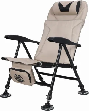 Foldable Chair, Camping Chairs for Adults, Reclining Outdoor Chair with Storage Bag, Fishing Hunting Chair Seat with Oxford Cloth, Adjustable Height Khaki