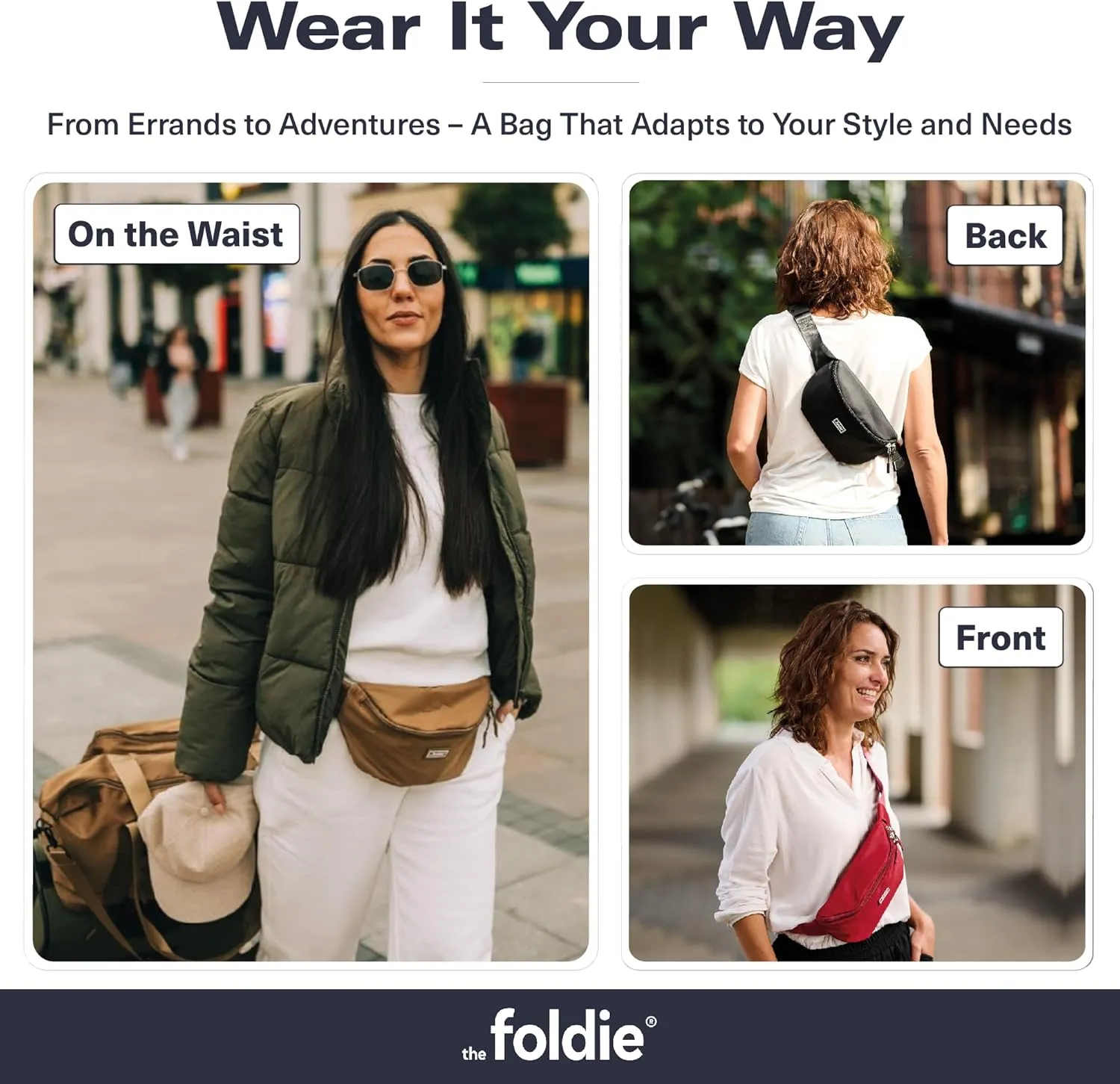 Foldable Crossbody Bags for Women & Men - Anti-Theft RFID-Safe Fanny Pack with Smart Lockable Zippers and Cut-Resistant Strap - Lightweight Waist Pack for Travel & Everyday Use - Brown