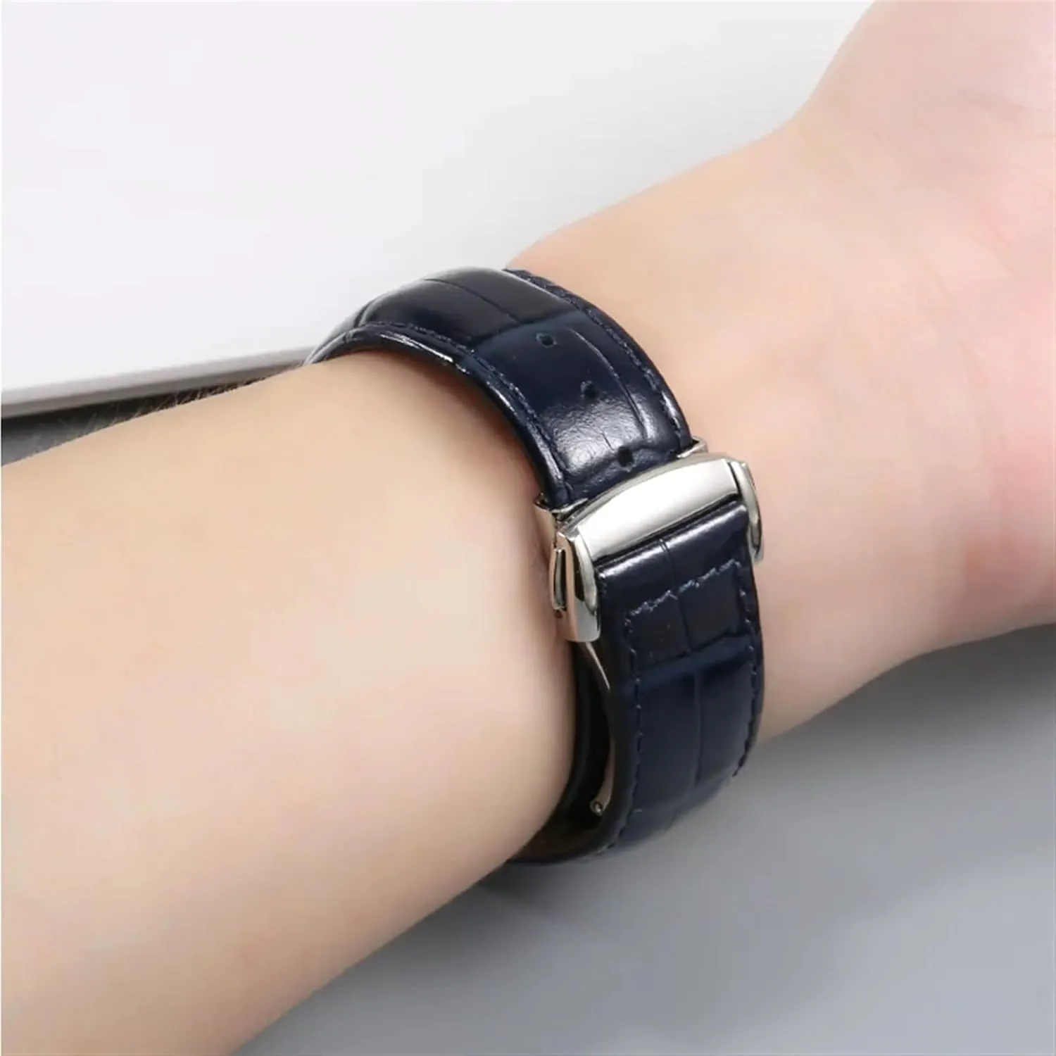 Folding Buckle Leather Watch Strap Substitute Omega Constellation Series Men Concave Interface Leather Watchband With 25mm