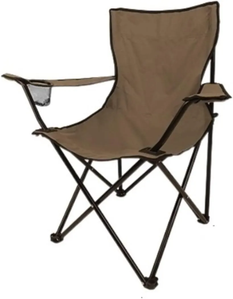 Folding Camping Chair Folding Padded Deck Chair Backchair Beach Chair Fishing Chair Portable Lounge Chair Outdoor Armchair with Cup Holder Indoor Outdoor Folding Chair