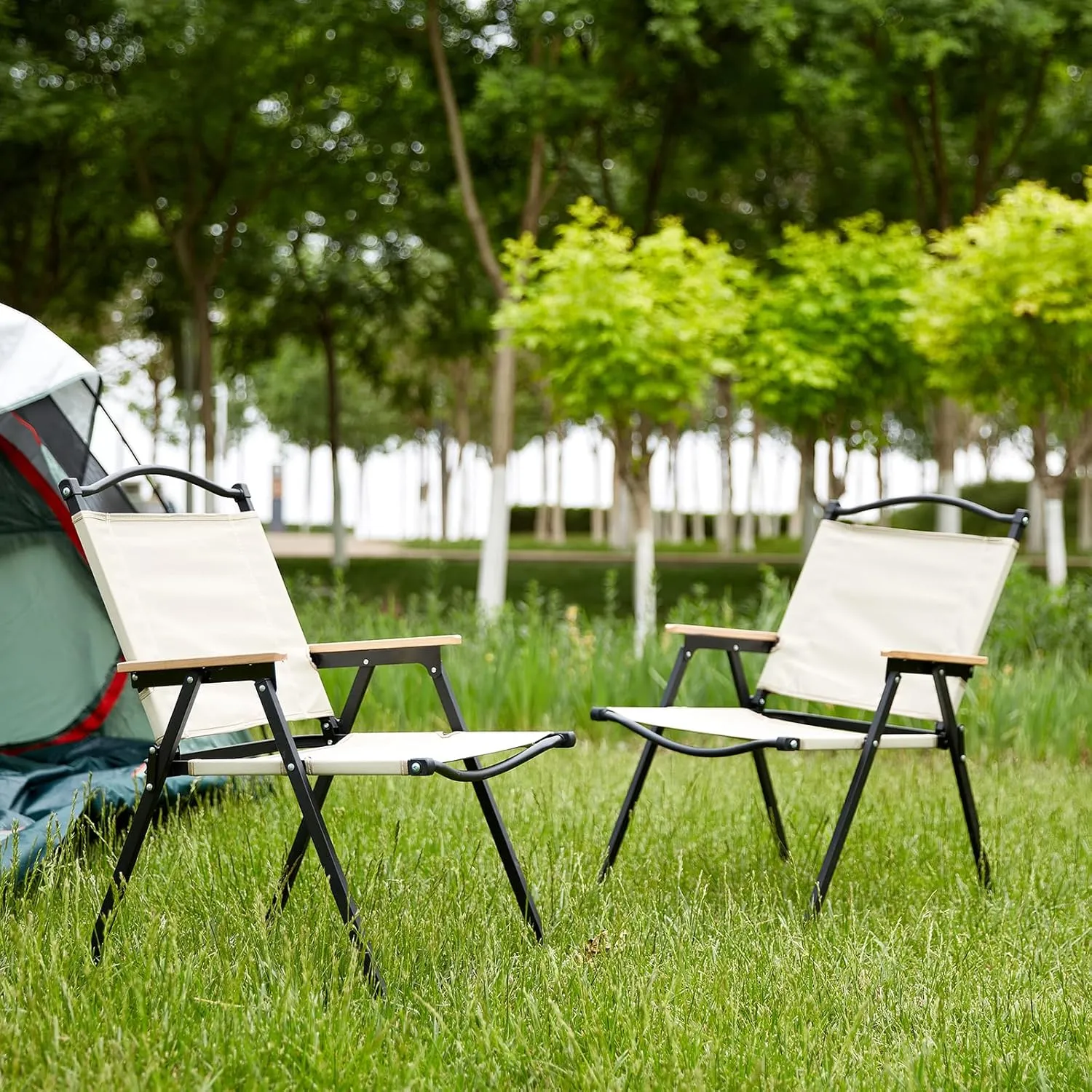 Folding Camping Chairs, Heavy Duty Portable Lawn Chair with Side Storage Pocket, Foldable Camp Chair for Beach, Fishing,Trip,Picnic,Lawn,Concert Outdoor Blue