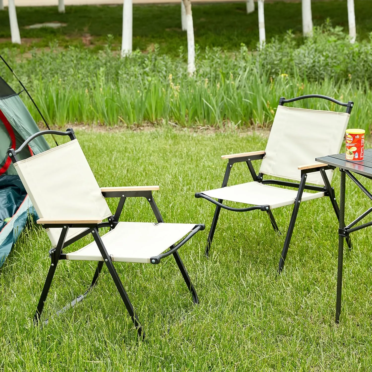 Folding Camping Chairs, Heavy Duty Portable Lawn Chair with Side Storage Pocket, Foldable Camp Chair for Beach, Fishing,Trip,Picnic,Lawn,Concert Outdoor Blue