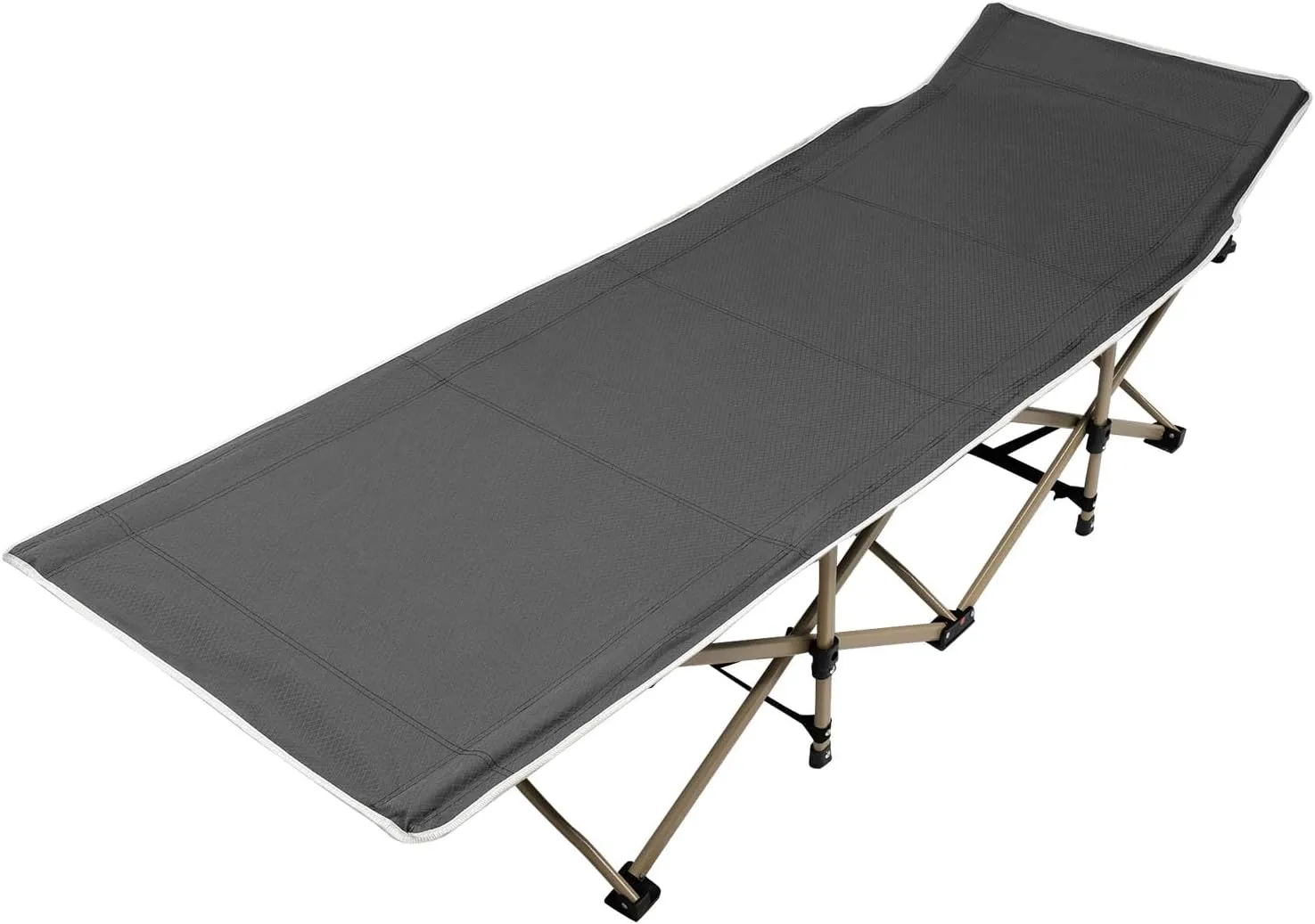 Folding Camping Cot for Adults with Storage Bag and Side Pocket, 75x28in Heavy Duty Carbon Steel Frame Lounger, Portable Sleep Bed for Outdoors and Guest Use