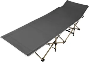 Folding Camping Cot for Adults with Storage Bag and Side Pocket, 75x28in Heavy Duty Carbon Steel Frame Lounger, Portable Sleep Bed for Outdoors and Guest Use