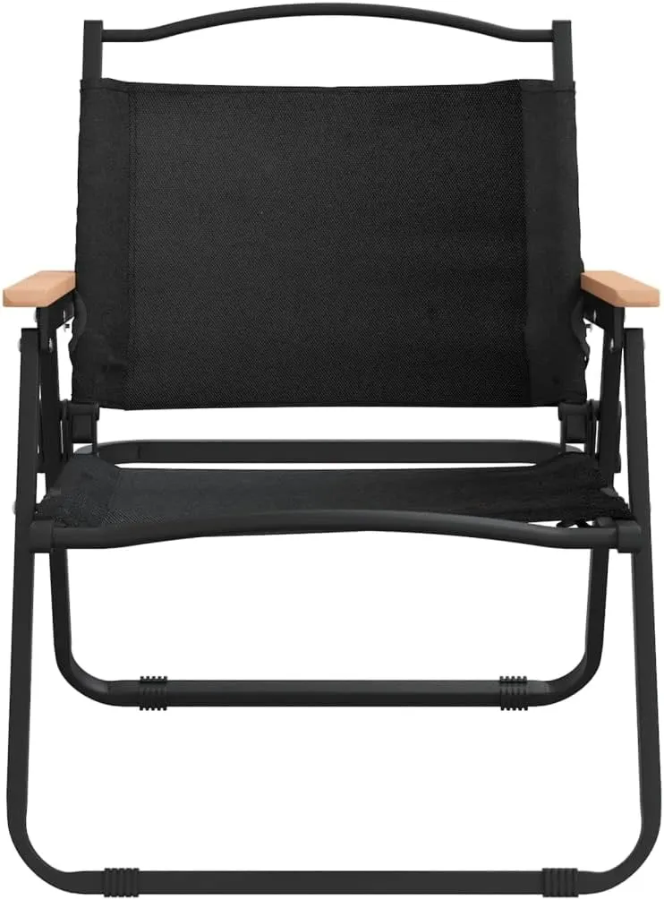 Folding Chaise Lounge Chair Outdoor Lay Flat Beach chairCamping Chairs 2 pcs Black 21.3"x16.9"x23.2" Oxford FabricSuitable for Garden Patio Living Room