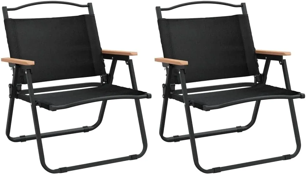 Folding Chaise Lounge Chair Outdoor Lay Flat Beach chairCamping Chairs 2 pcs Black 21.3"x16.9"x23.2" Oxford FabricSuitable for Garden Patio Living Room