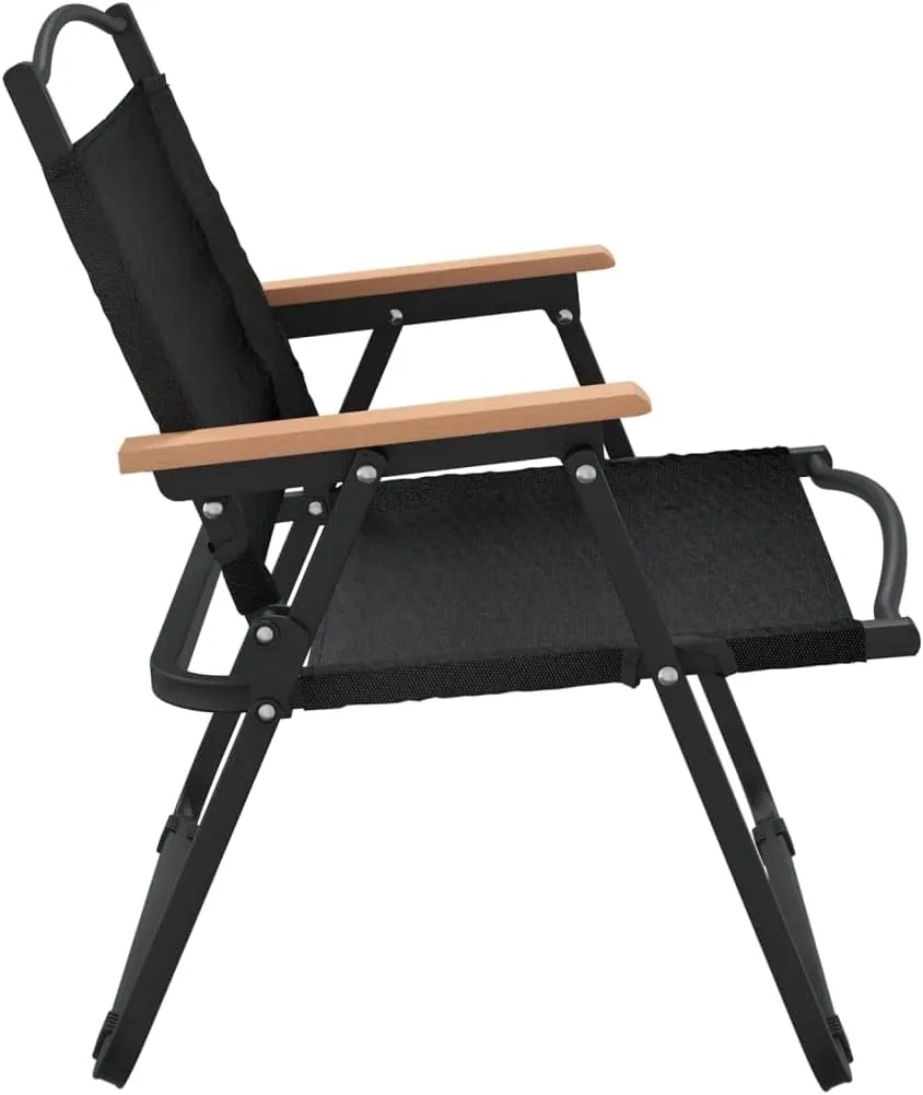 Folding Chaise Lounge Chair Outdoor Lay Flat Beach chairCamping Chairs 2 pcs Black 21.3"x16.9"x23.2" Oxford FabricSuitable for Garden Patio Living Room