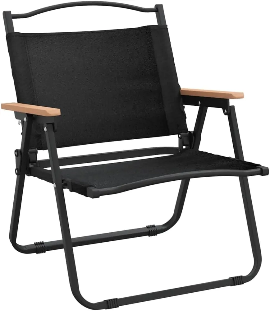 Folding Chaise Lounge Chair Outdoor Lay Flat Beach chairCamping Chairs 2 pcs Black 21.3"x16.9"x23.2" Oxford FabricSuitable for Garden Patio Living Room