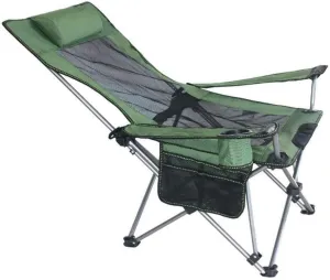 Folding Fishing Chair with Adjustable Reclining Mesh Padded Back, Portable Stool for Outdoor Hike, Beach, BBQ, Picnic(Vert)