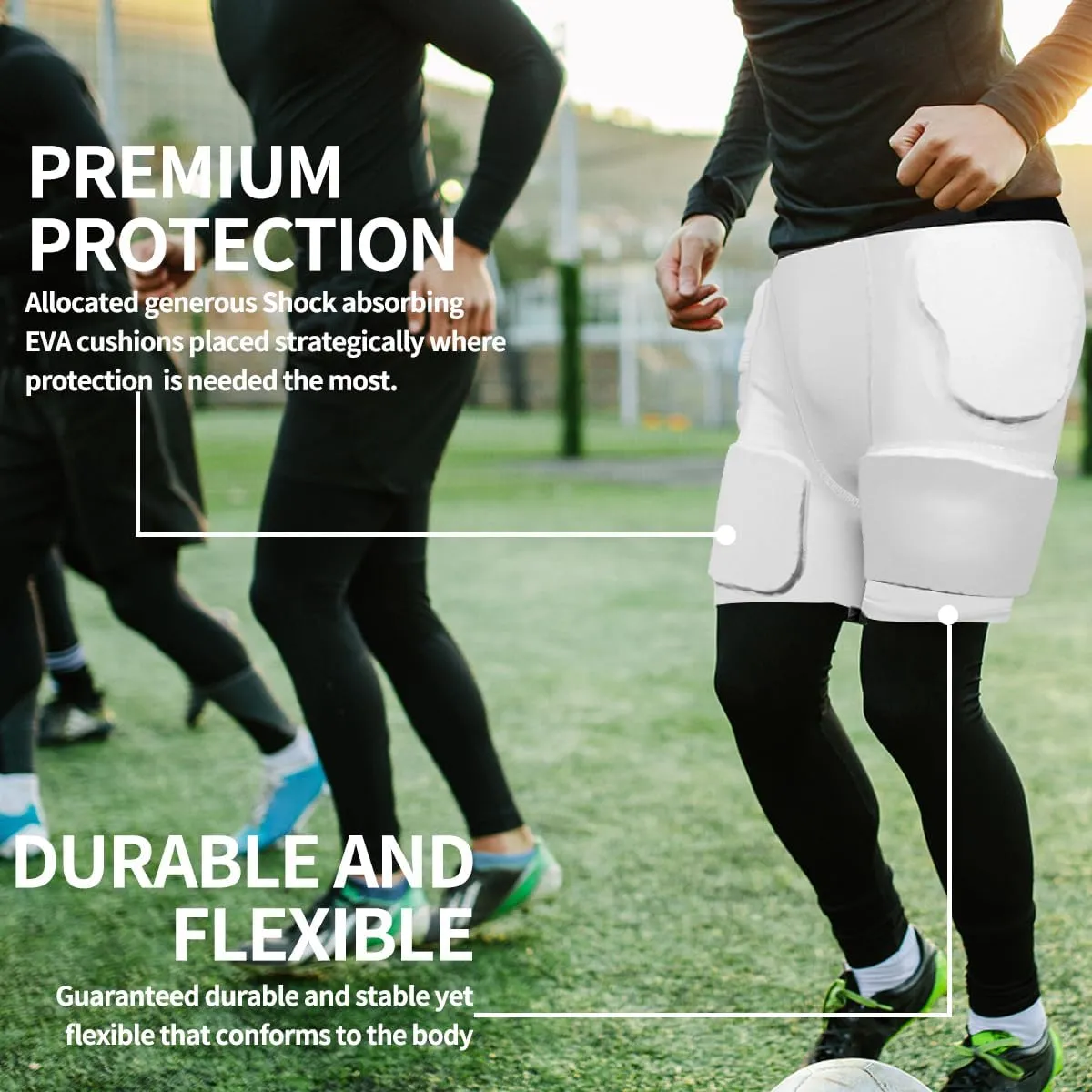 Football Girdle Adult Padded Compression Shorts 5-Pads Girdle Hip and Thigh Protector for Baseball Football Baseketball