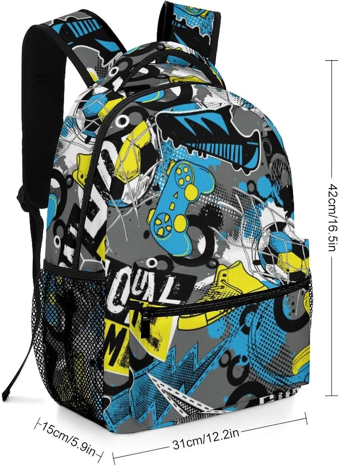 Football Skateboards Player Backpack Gaming Sport Large Casual Daypack with Chest Strap,Lightweight Computer Bags for Women Men Hiking Travel Work and Business 16 Inch