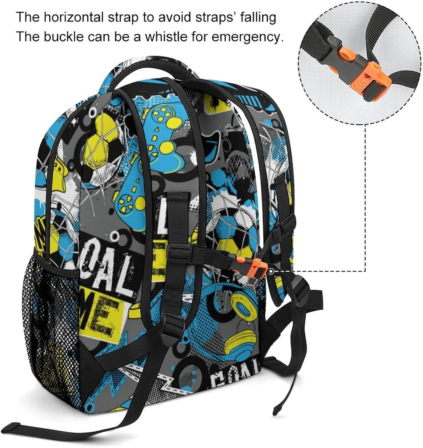 Football Skateboards Player Backpack Gaming Sport Large Casual Daypack with Chest Strap,Lightweight Computer Bags for Women Men Hiking Travel Work and Business 16 Inch
