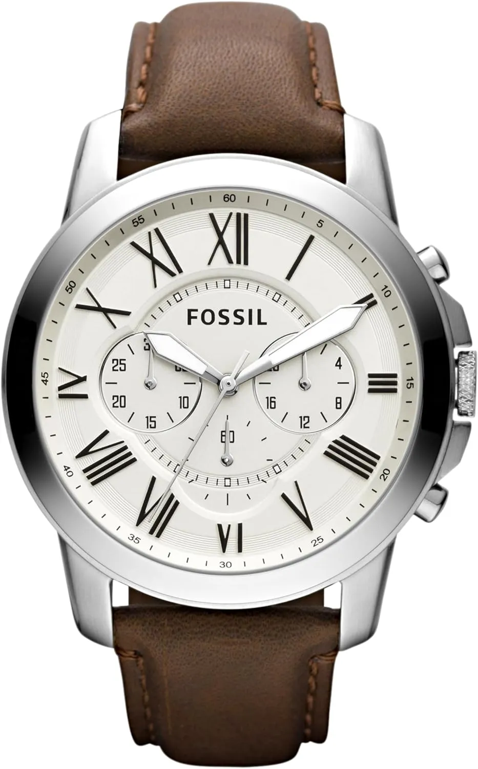 Fossil Men's Grant Quartz Stainless Steel and Leather Chronograph Watch