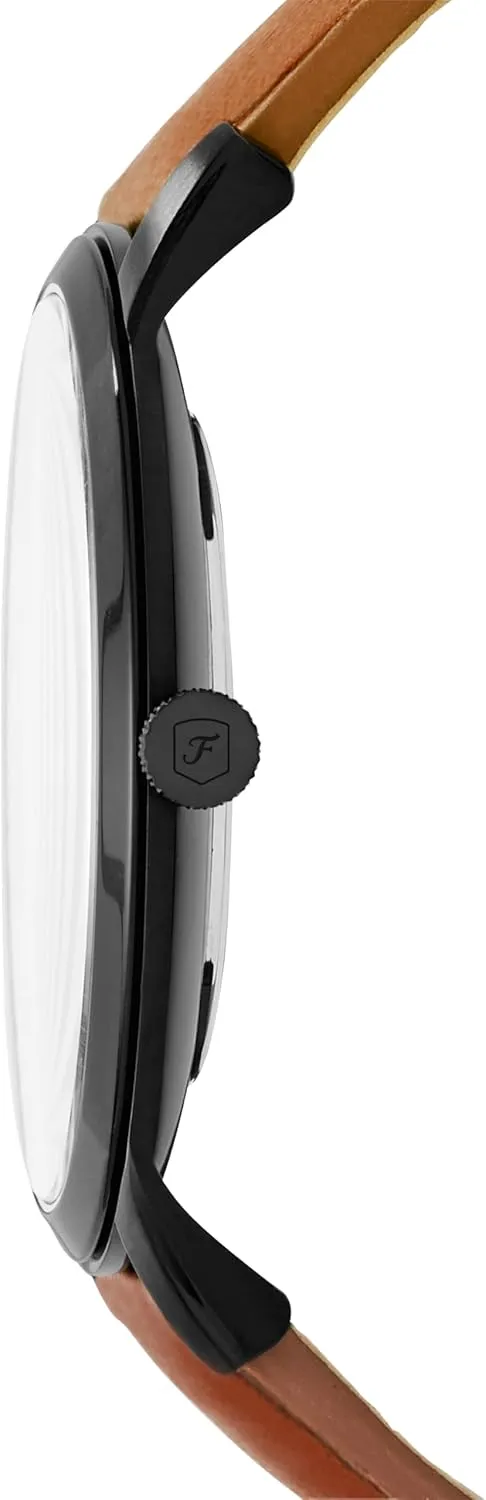 Fossil Men's Minimalist Quartz Stainless Steel and Leather Three-Hand Watch