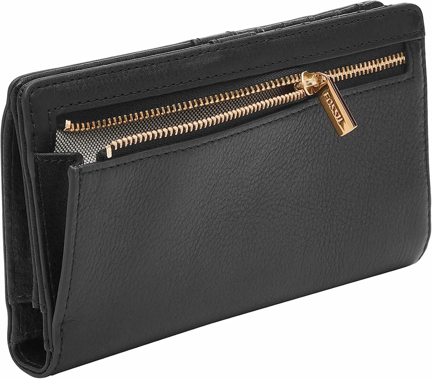 Fossil Women's Liza Leather Wallet Slim Minimalist Bifold, Black (Model: SL7891G001)