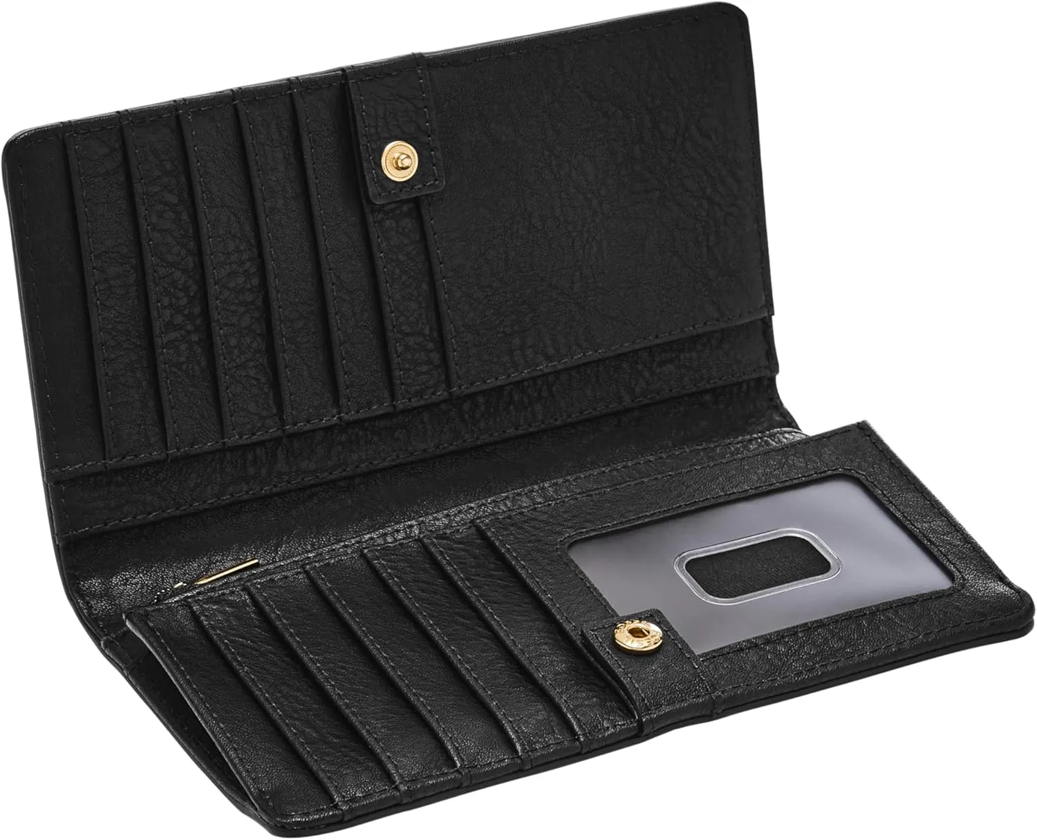 Fossil Women's Liza Leather Wallet Slim Minimalist Bifold, Black (Model: SL7891G001)