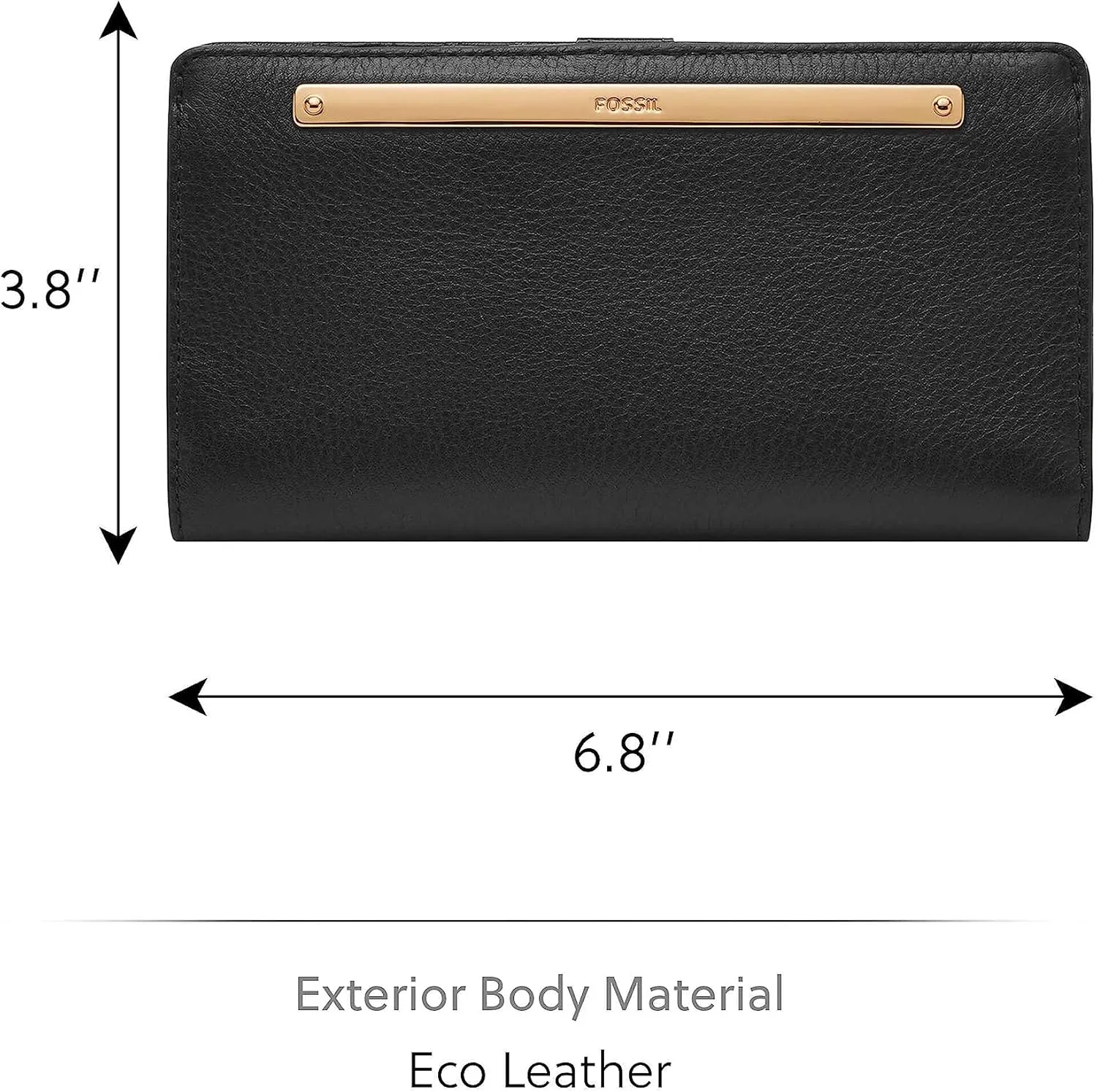 Fossil Women's Liza Leather Wallet Slim Minimalist Bifold, Black (Model: SL7891G001)
