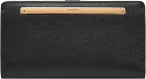 Fossil Women's Liza Leather Wallet Slim Minimalist Bifold, Black (Model: SL7891G001)