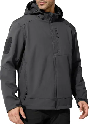 FREE SOLDIER Men's Lightweight Softshell Jacket Winter Fleece Lined Hooded Rain Waterproof Hiking Outdoor Jackets