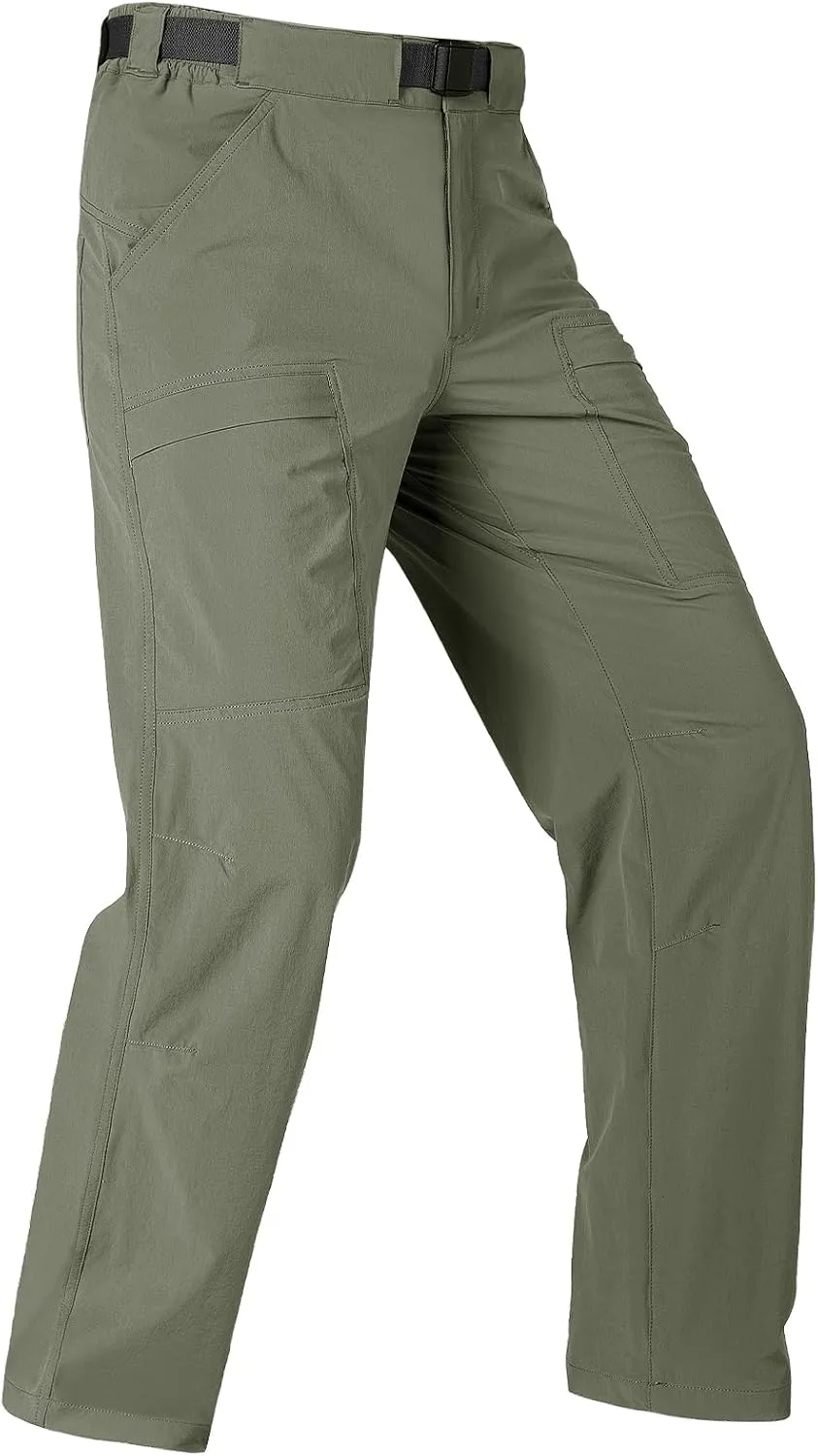 FREE SOLDIER Men's Outdoor Cargo Hiking Pants with Belt (Lightweight Waterproof Quick Dry Tactical Pants Nylon Spandex (30W/30L Sage Green)
