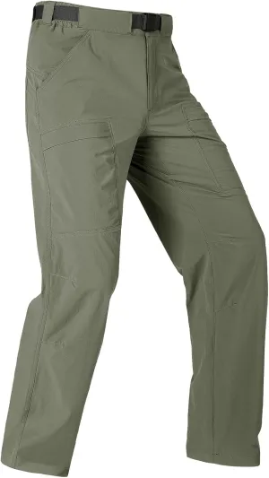 FREE SOLDIER Men's Outdoor Cargo Hiking Pants with Belt (Lightweight Waterproof Quick Dry Tactical Pants Nylon Spandex (30W/30L Sage Green)