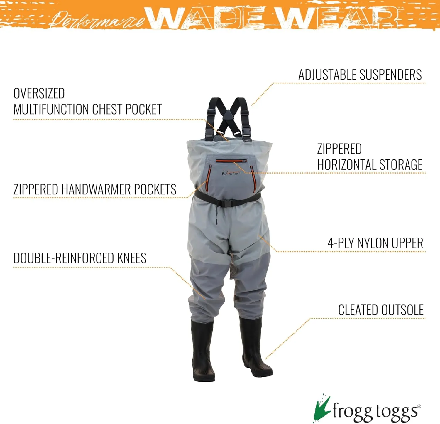 FROGG TOGGS Hellbender Breathable Waterproof Stockingfoot Fishing Chest Wader for Fishing