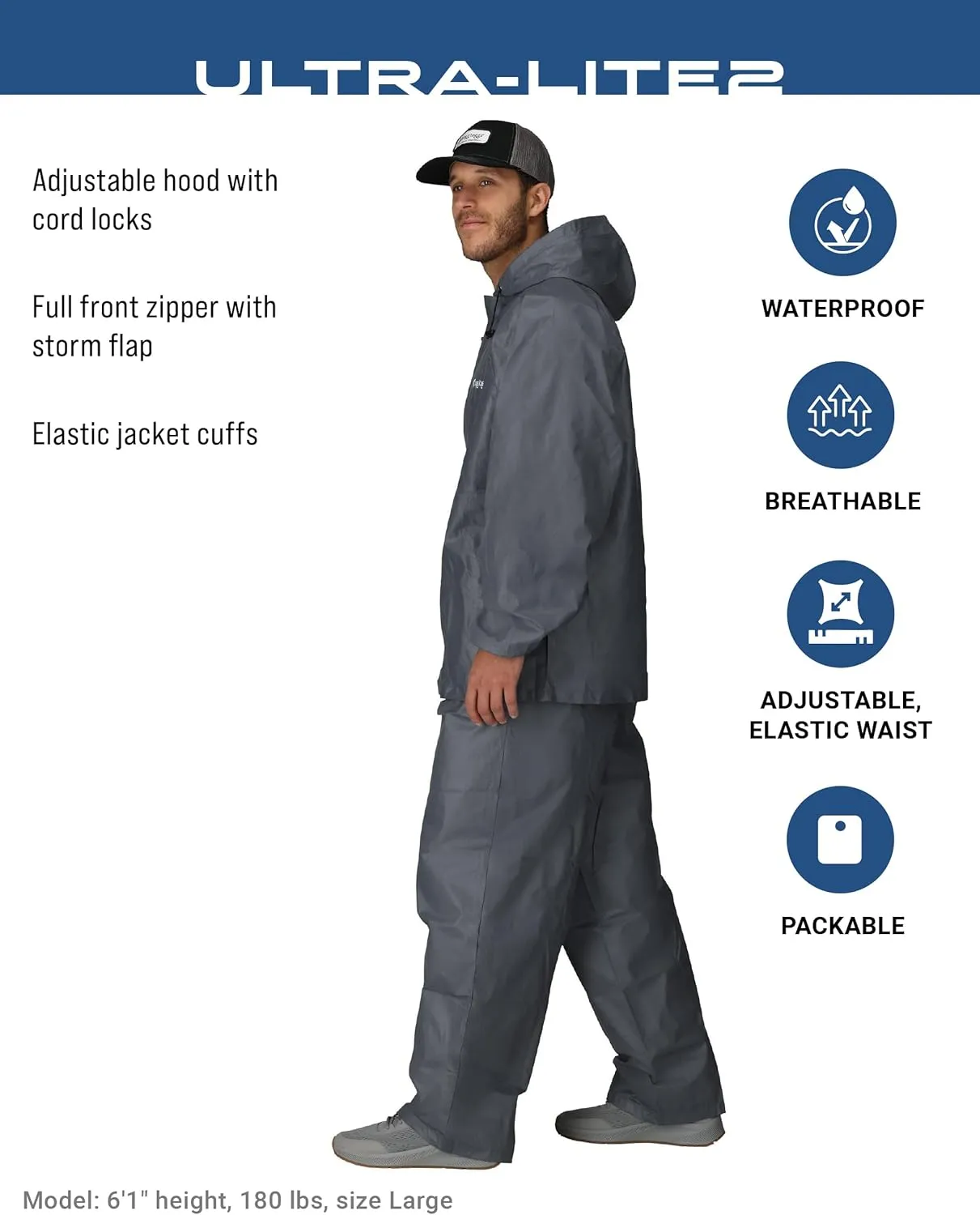 FROGG TOGGS Men's Ultra-Lite2 2-Layer Waterproof Breathable Rain Suit