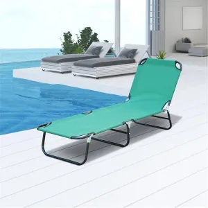 Full Reclining Adjustable Backrest Chair for Camping, Poolside, Beach (Green)