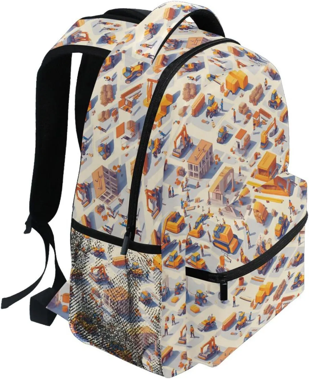 Fun Backpack for Men Women Fashion Travel Laptop Backpack with Chest Strap for Travel Trip Construction Scene Concrete Mixer Truck