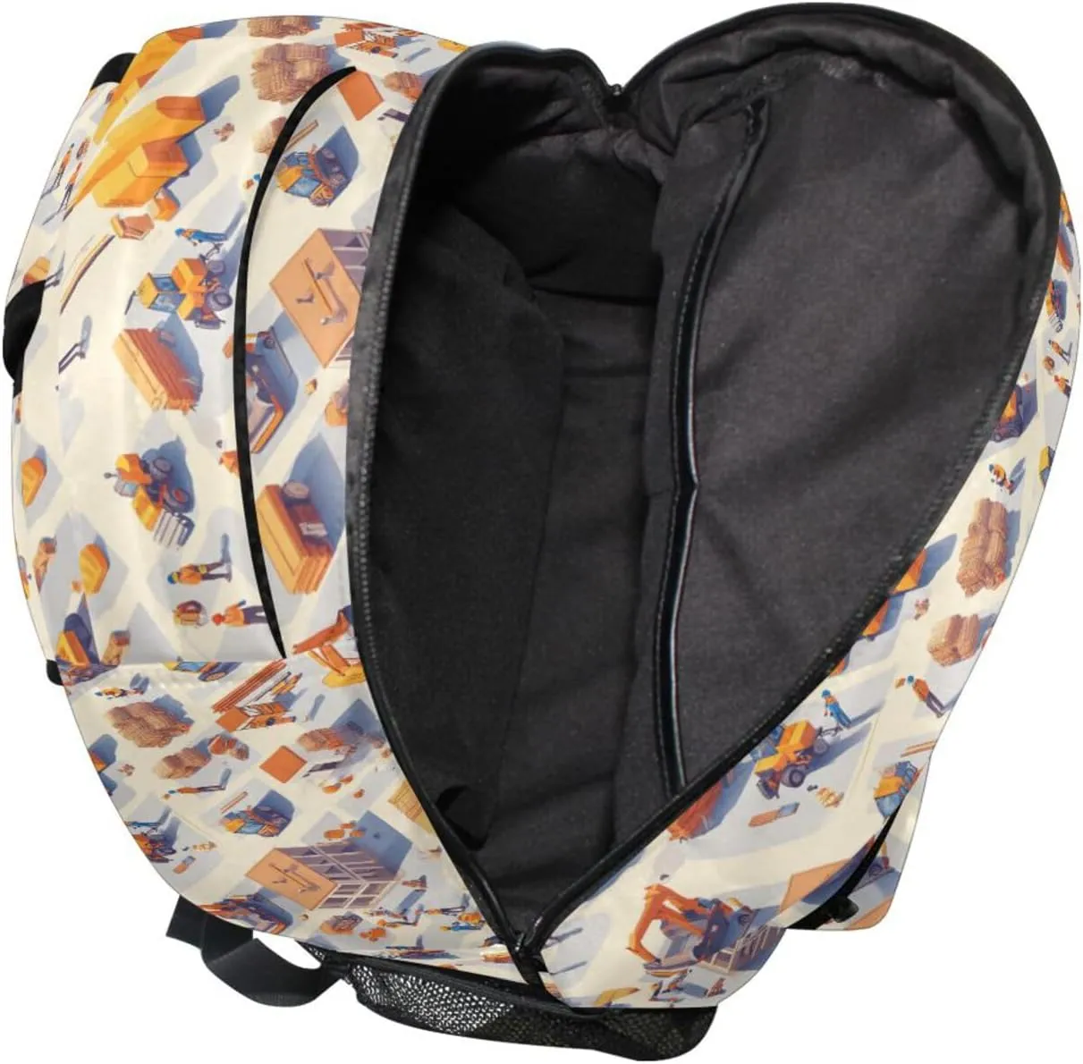 Fun Backpack for Men Women Fashion Travel Laptop Backpack with Chest Strap for Travel Trip Construction Scene Concrete Mixer Truck