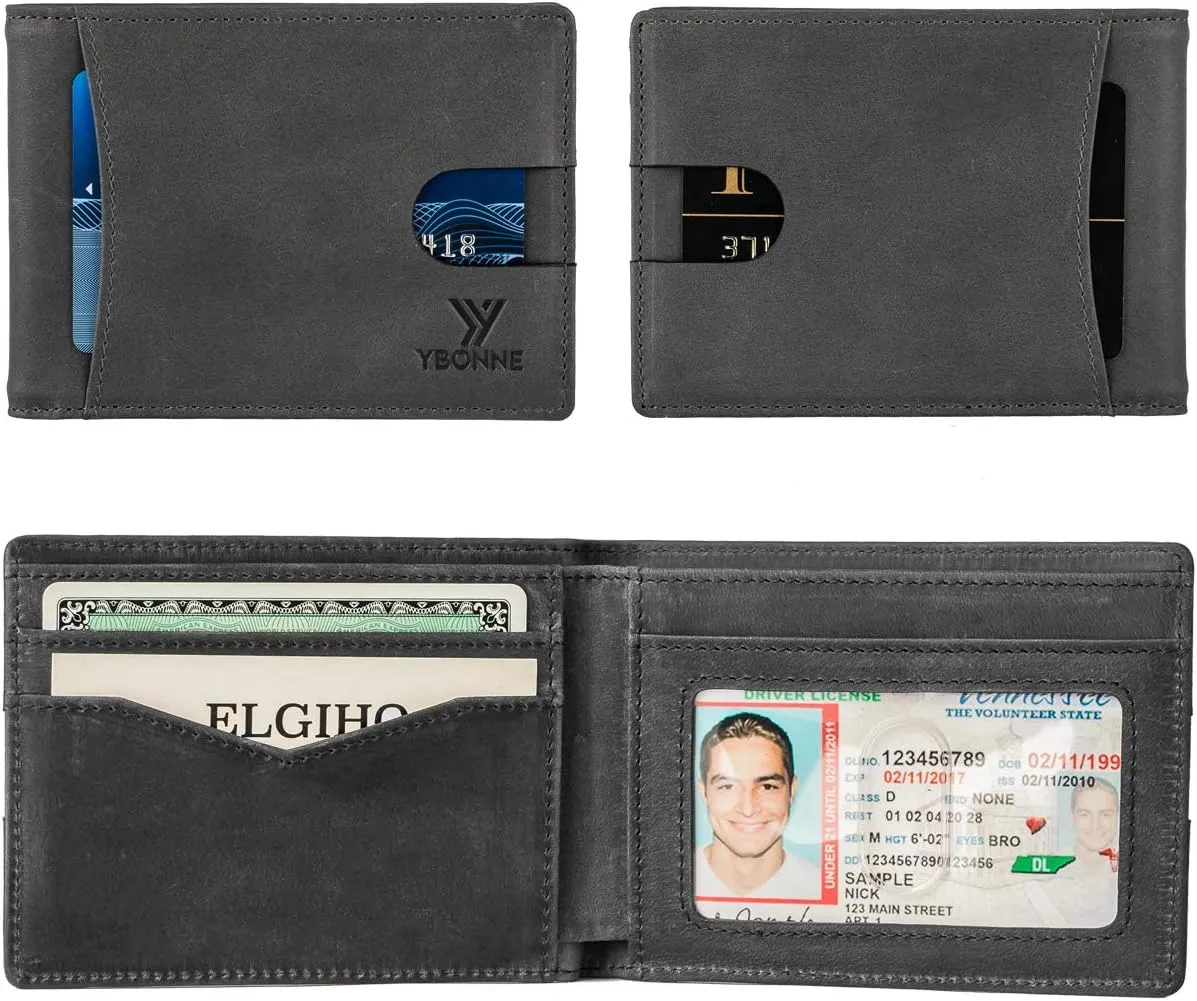 Functional Compact RFID Blocking Bifold Wallet for Men, Made of Finest Genuine Leather