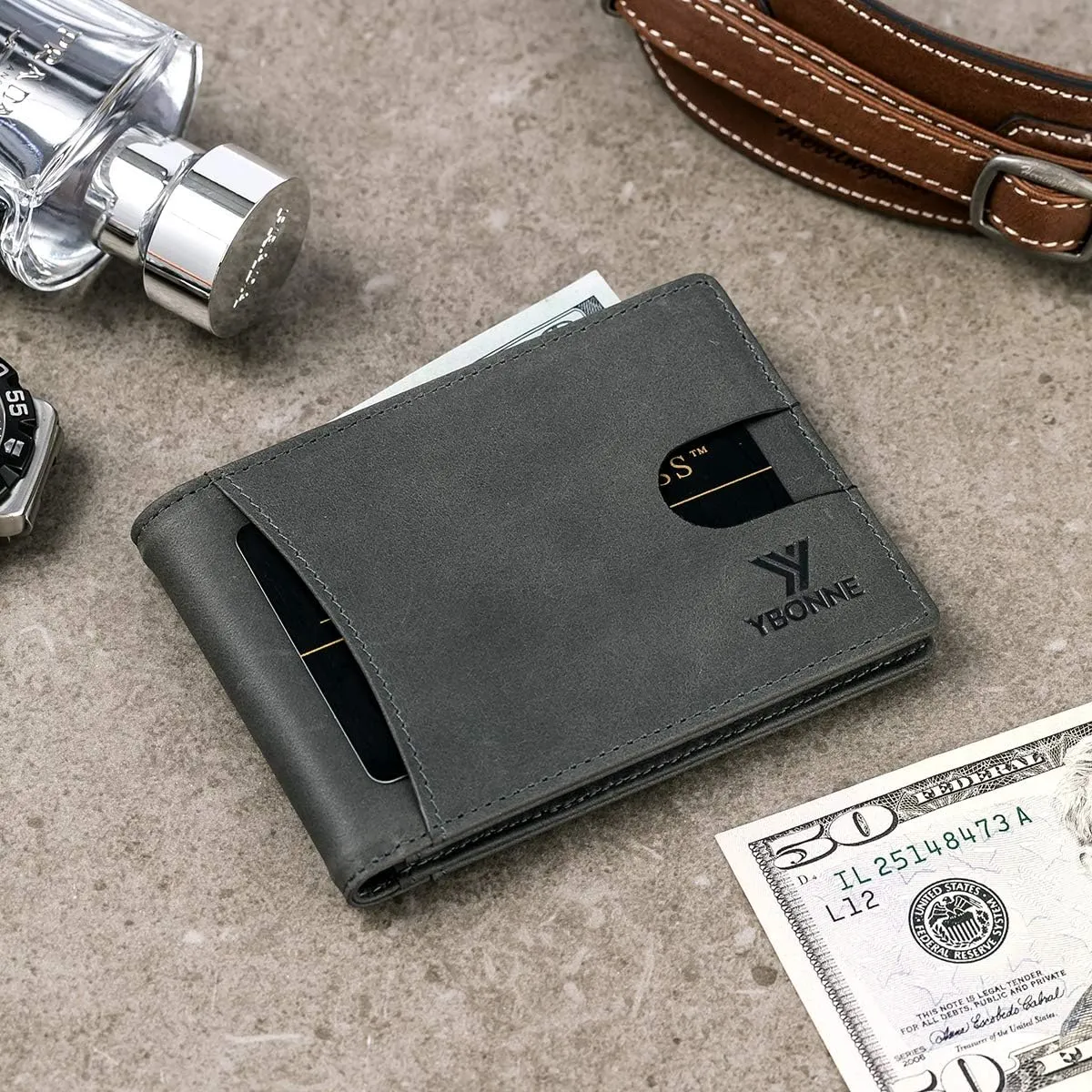 Functional Compact RFID Blocking Bifold Wallet for Men, Made of Finest Genuine Leather