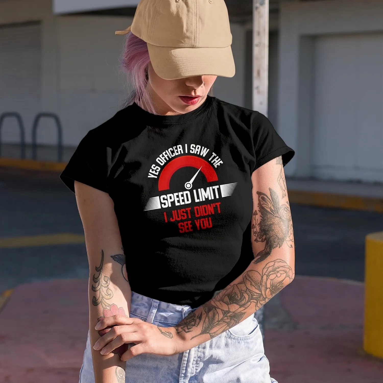 Funny I Saw The Speed Limit Quotes Graphic Tshirt for a Car Enthusiast