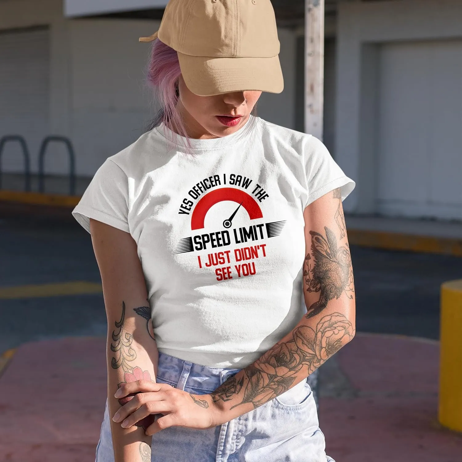 Funny I Saw The Speed Limit Quotes Graphic Tshirt for a Car Enthusiast