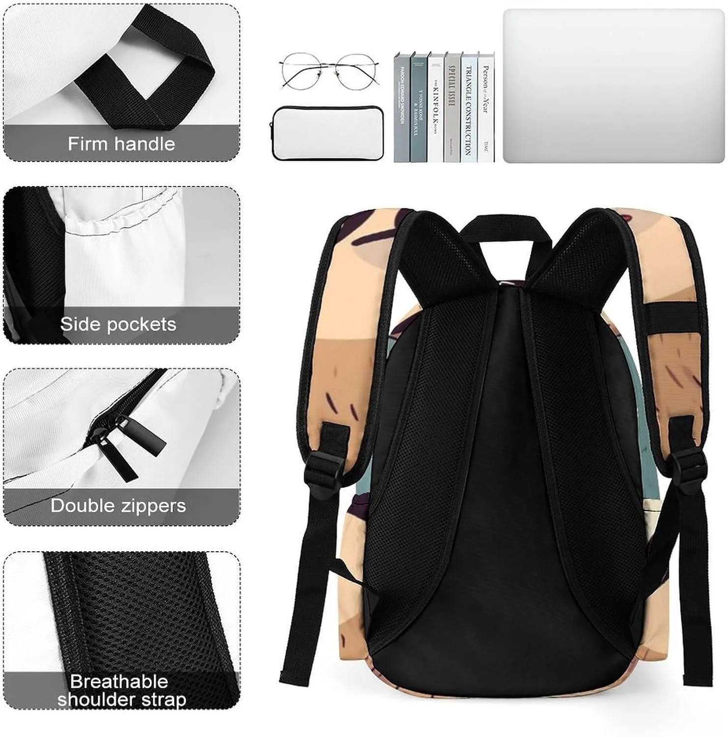 Funny Sloth Stars Print Laptop Backpacks Casual Shoulder Bag Travel Daypack Fashion for Men Women