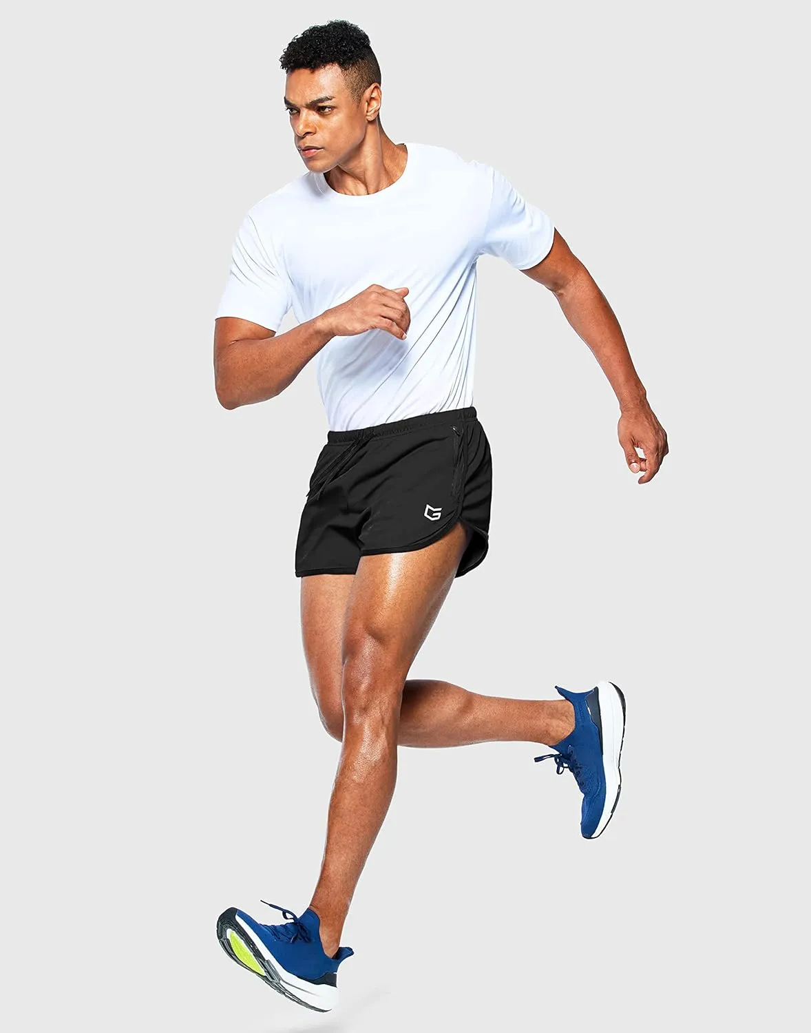 G Gradual Men's Running Shorts 3 Inch Quick Dry Gym Athletic Jogging Shorts with Zipper Pockets