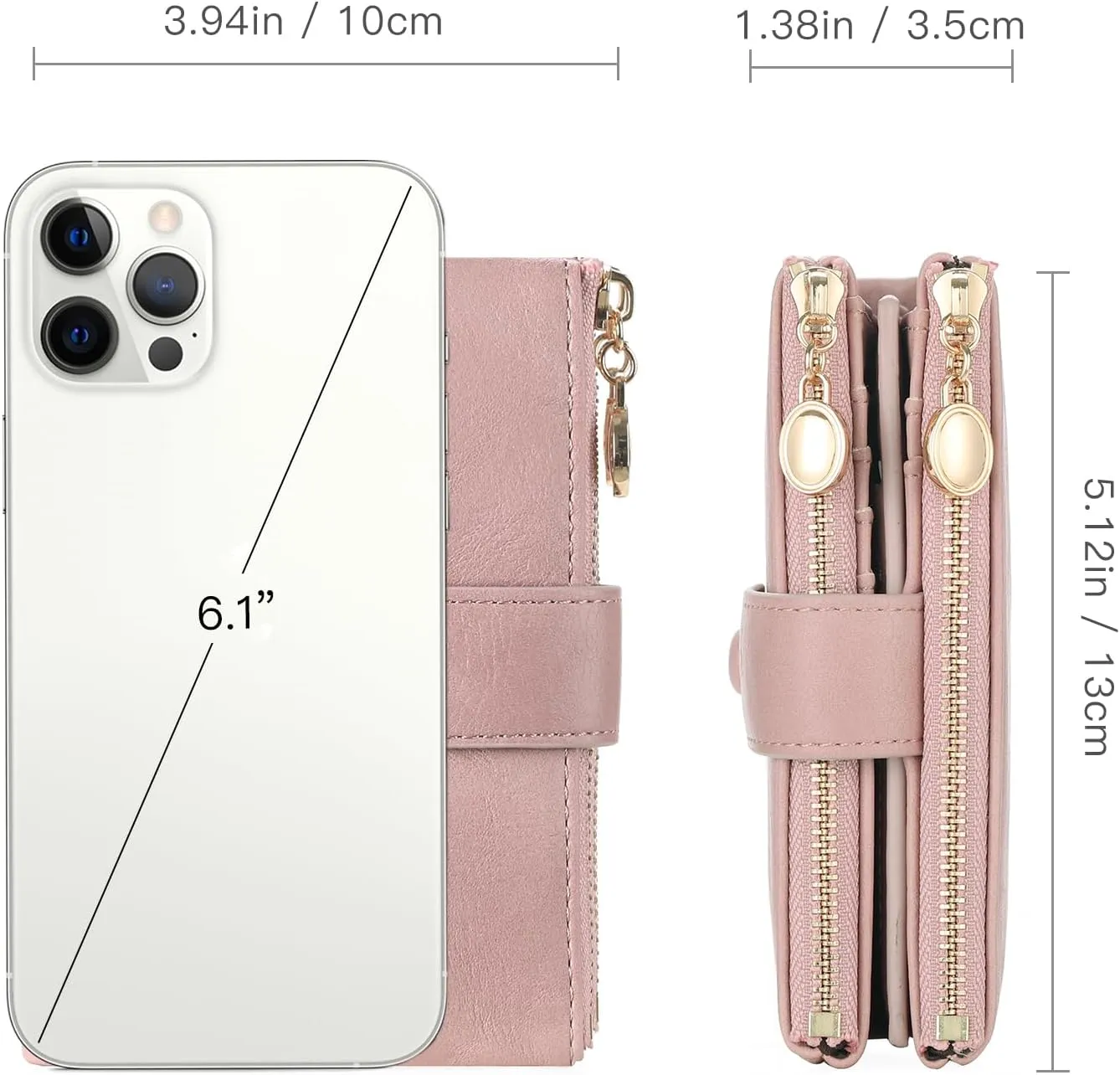 GAEKEAO Small Wallets for Women Leather RFID Blocking Bifold Double Zipper Pockets Wallet Card Case Purse with 2 ID Windows