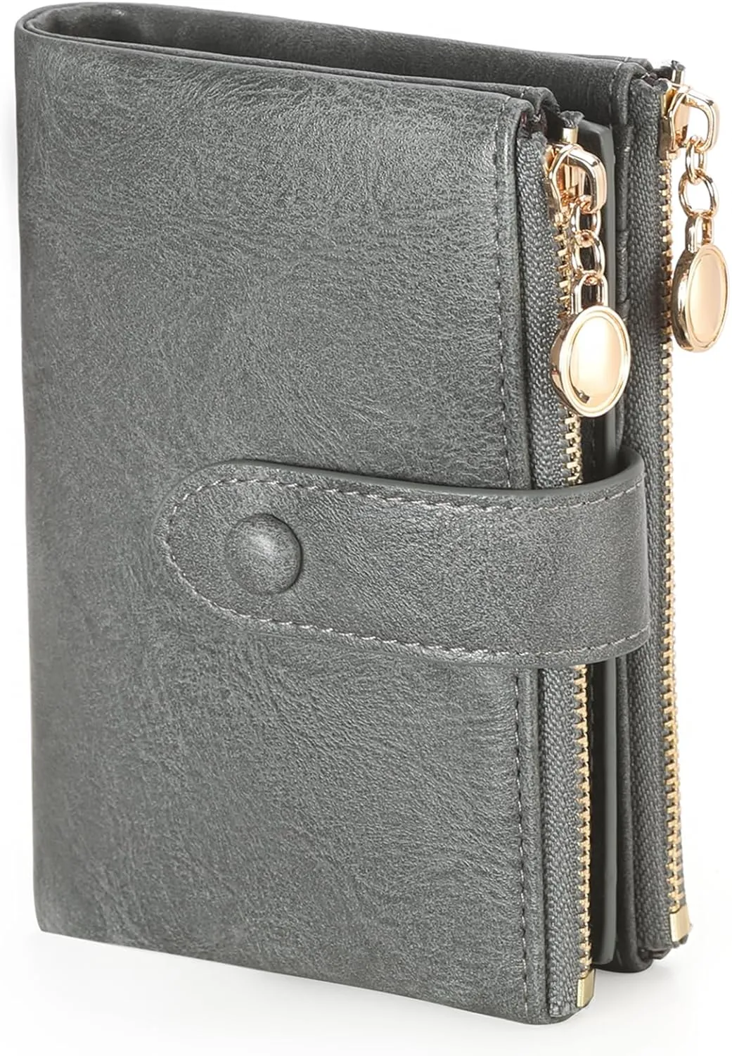GAEKEAO Small Wallets for Women Leather RFID Blocking Bifold Double Zipper Pockets Wallet Card Case Purse with 2 ID Windows