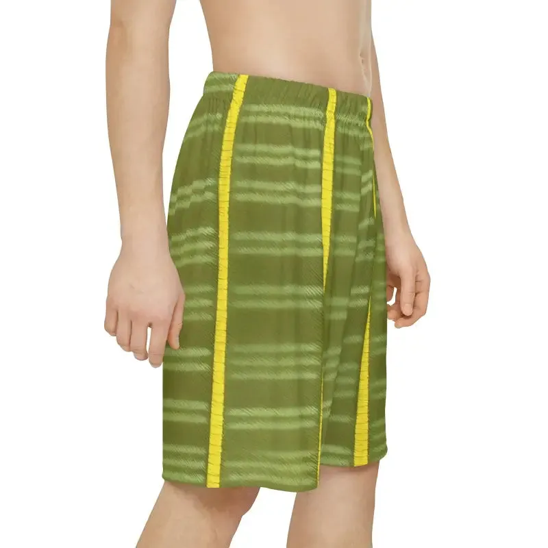 Game on with Yellow Stripes Men's Sports Shorts