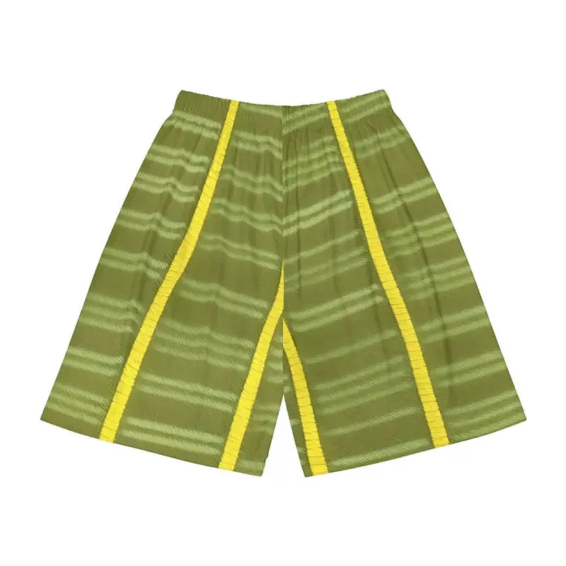 Game on with Yellow Stripes Men's Sports Shorts