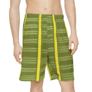 Game on with Yellow Stripes Men's Sports Shorts
