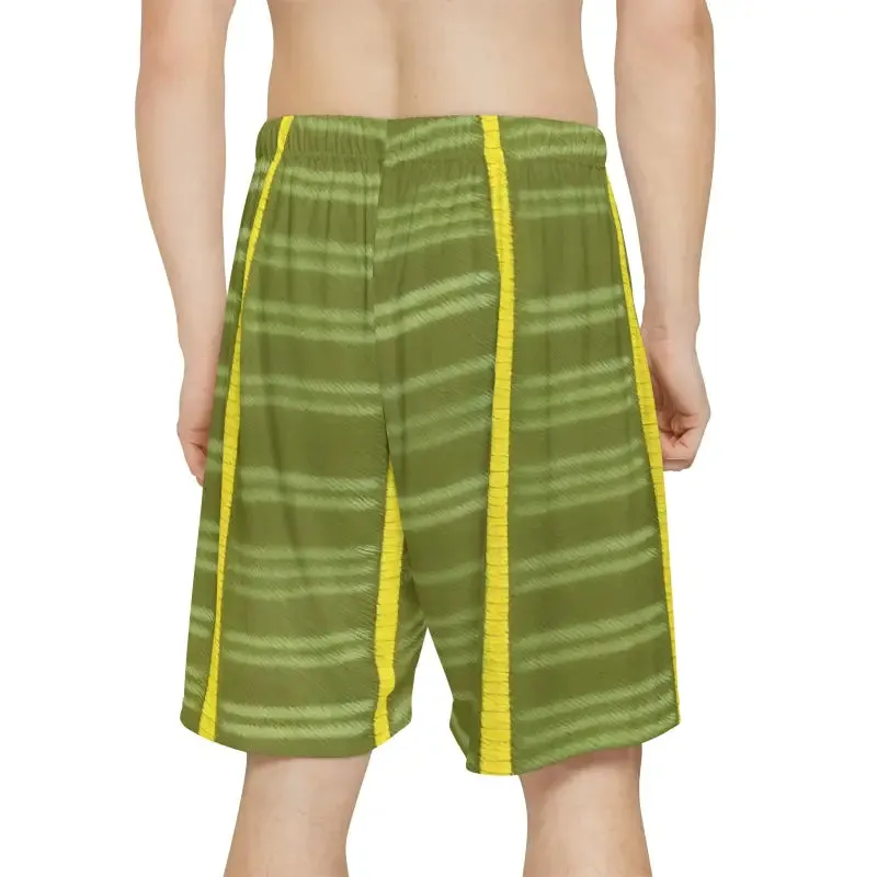 Game on with Yellow Stripes Men's Sports Shorts