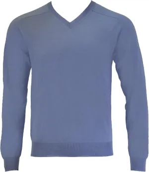 GANT Men's Extra Fine Merino Silk Vee Sweater, Sky, Medium