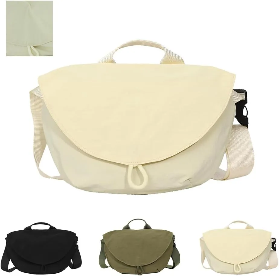 Geerlaqaly small gym Bag, Women, Wrinkled Nylon, Lightweight Waterproof Dumpling shaped Crossbody bag handbag,Sports、Daily