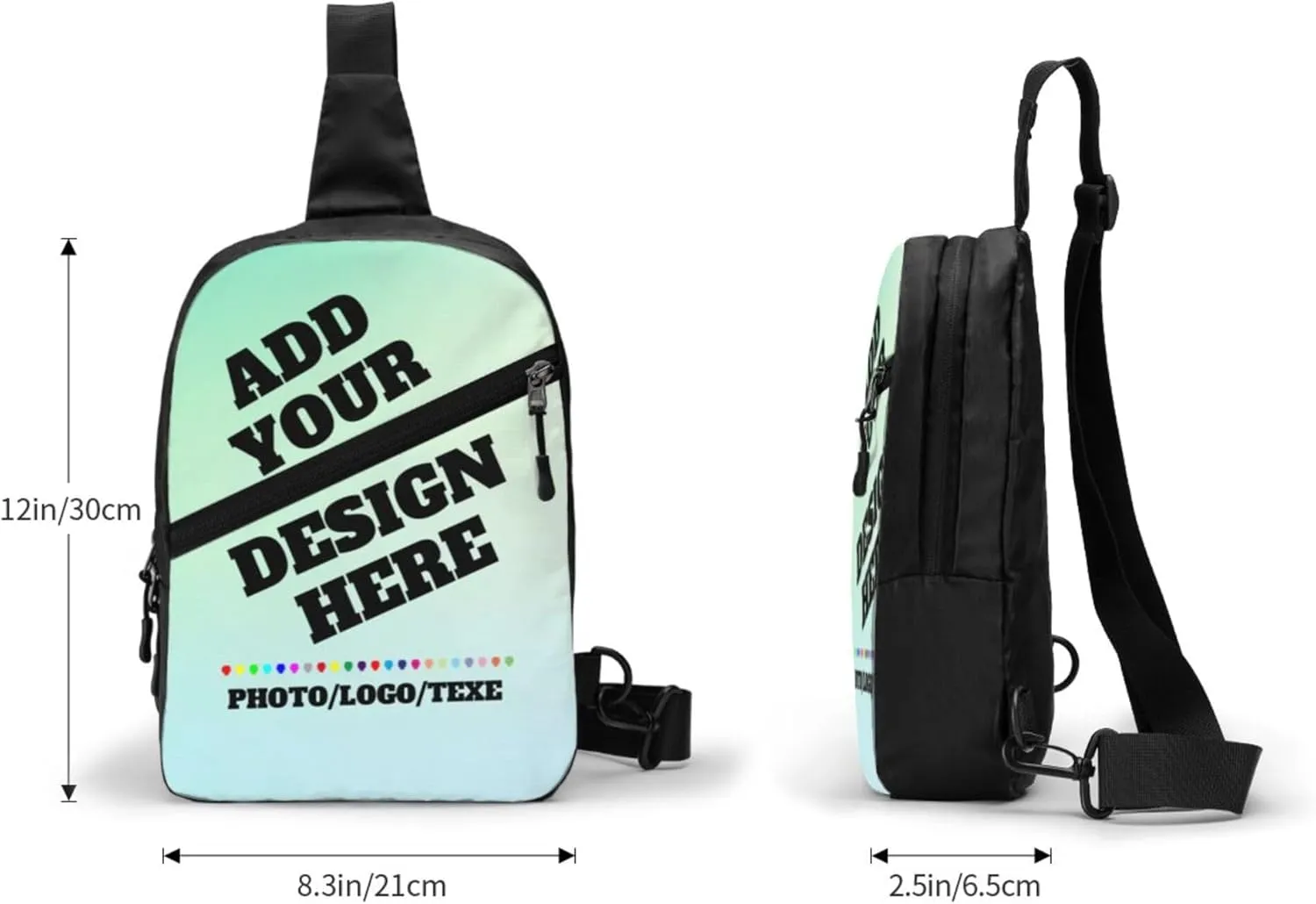 Generic Custom Sling Bag - Unisex-Adult, Adults, Travelers, Personalization Enthusiasts - Multicolor, One Size - Polyester - Custom, Crossbody Bags - Autumn/Winter - Casual, Travel