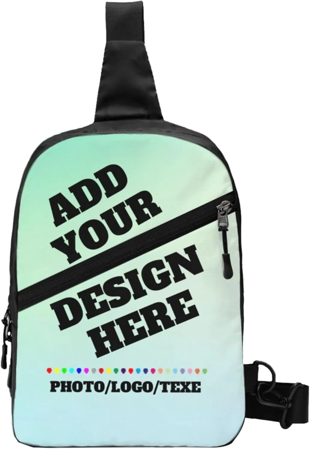 Generic Custom Sling Bag - Unisex-Adult, Adults, Travelers, Personalization Enthusiasts - Multicolor, One Size - Polyester - Custom, Crossbody Bags - Autumn/Winter - Casual, Travel